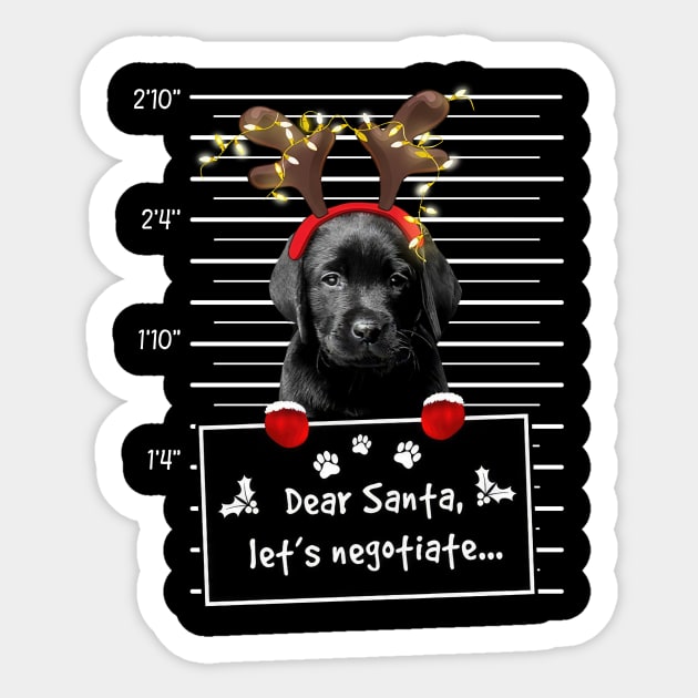 Black Labrador Puppy Dear Santa Let's Negotiate Christmas Sticker by Ripke Jesus